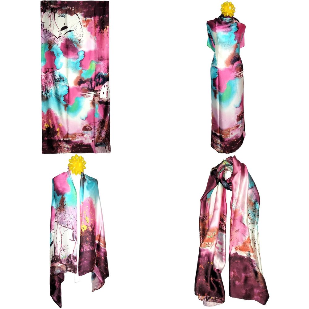 NWT Long Soft Scarf 35"x70" Rectangle Silk Feeling 100% Shawl Wrap 02741
